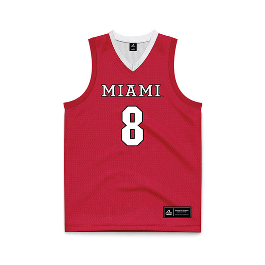 Miami of Ohio - NCAA Men's Basketball : Eli Yofan - Red Basketball Jersey-0