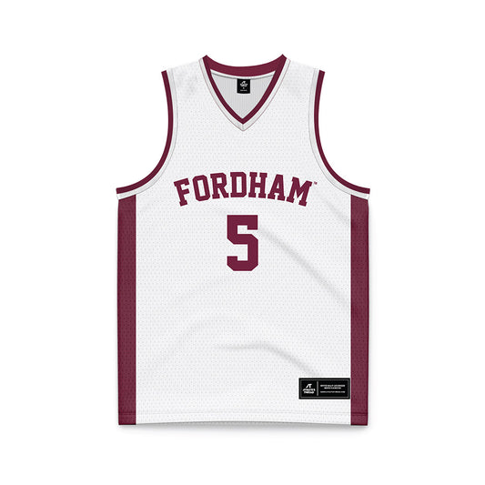 Fordham - NCAA Women's Basketball : Ornella Niankan - White Basketball Jersey-0