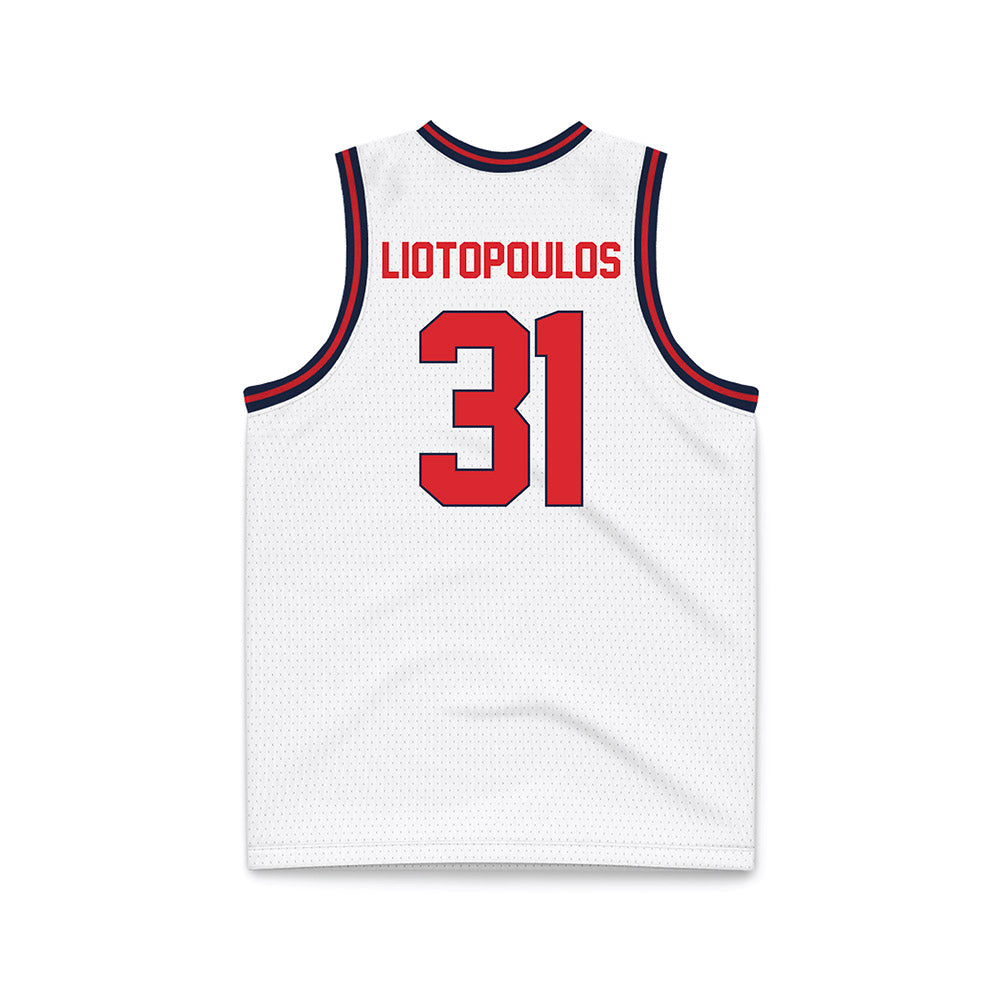 St. Johns - NCAA Men's Basketball : Lefteris Liotopoulos - White Basketball Jersey-1