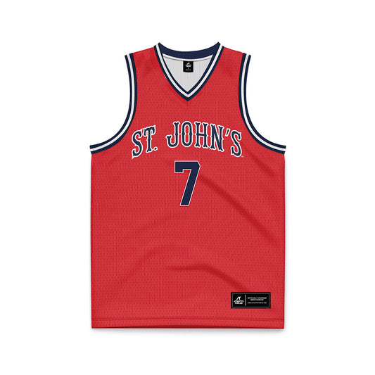 St. Johns - NCAA Men's Basketball : Fotis Konstantinidis - Red Basketball Jersey-0