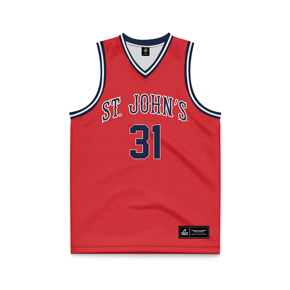 St. Johns - NCAA Men's Basketball : Lefteris Liotopoulos - Red Basketball Jersey-0