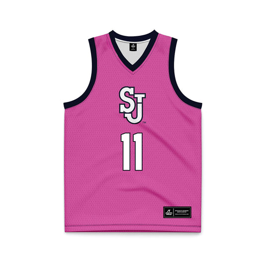 St. Johns - NCAA Women's Basketball : Janeya Grant - Pink Basketball Jersey-0