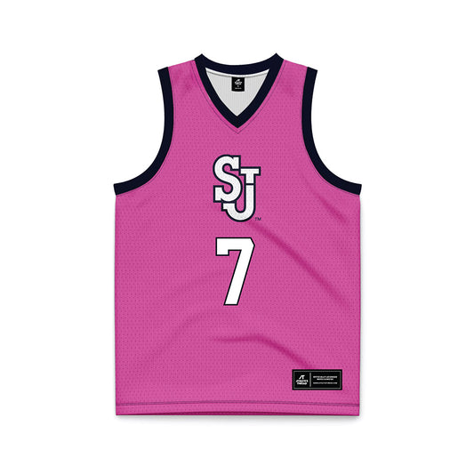 St. Johns - NCAA Women's Basketball : Yohana Fami - Pink Basketball Jersey-0