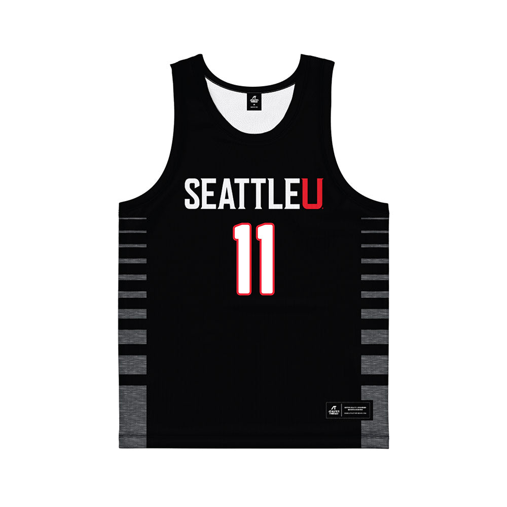 Seattle - NCAA Men's Basketball : Tomas Thrastarson - Black Basketball Jersey-0