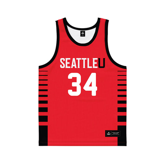 Seattle - NCAA Men's Basketball : Austin Maurer - Red Basketball Jersey-0