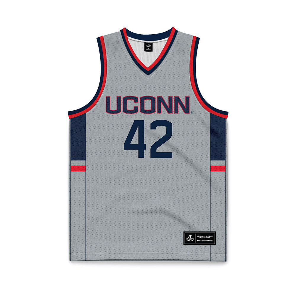 UConn - Men's Basketball Legends : Khalid El-Amin - Grey Basketball Jersey-0