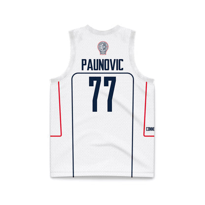 UConn - NCAA Men's Basketball : Uros Paunovic - White Basketball Jersey-1