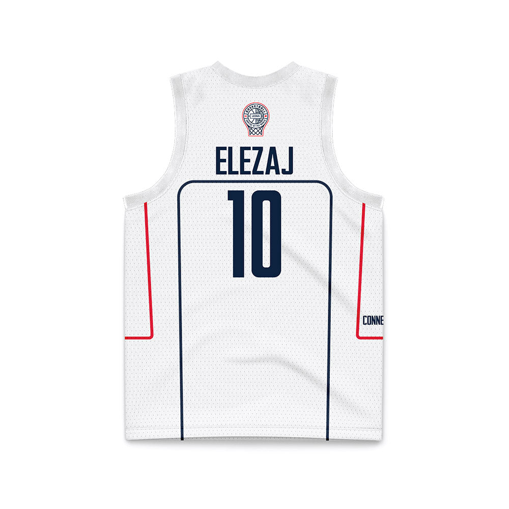 UConn - NCAA Men's Basketball : Rrezon Elezaj - White Basketball Jersey-1