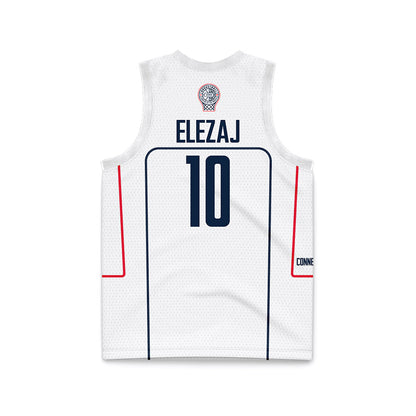 UConn - NCAA Men's Basketball : Rrezon Elezaj - White Basketball Jersey-1