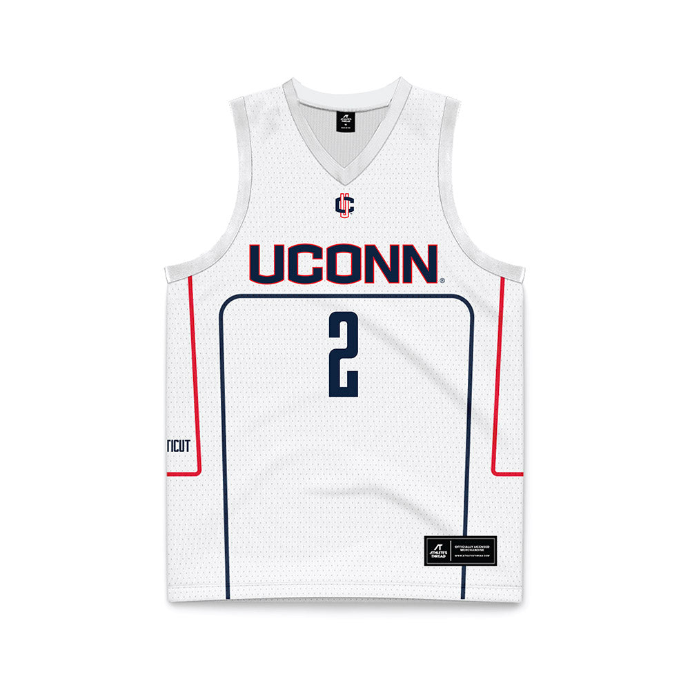 UConn - NCAA Men's Basketball : Silas Demary Jr - White Basketball Jersey-0