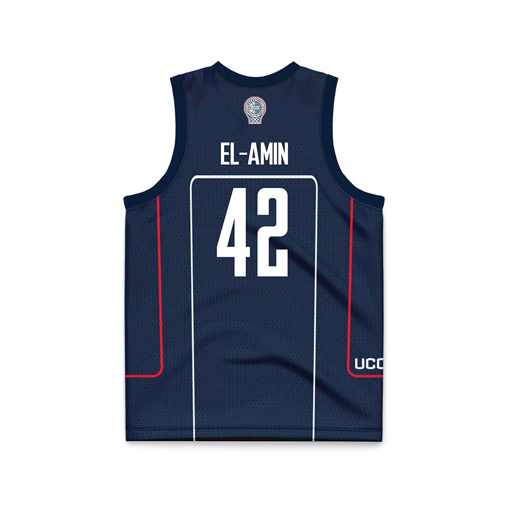 UConn - Men's Basketball Legends : Khalid El-Amin - Navy Basketball Jersey-1