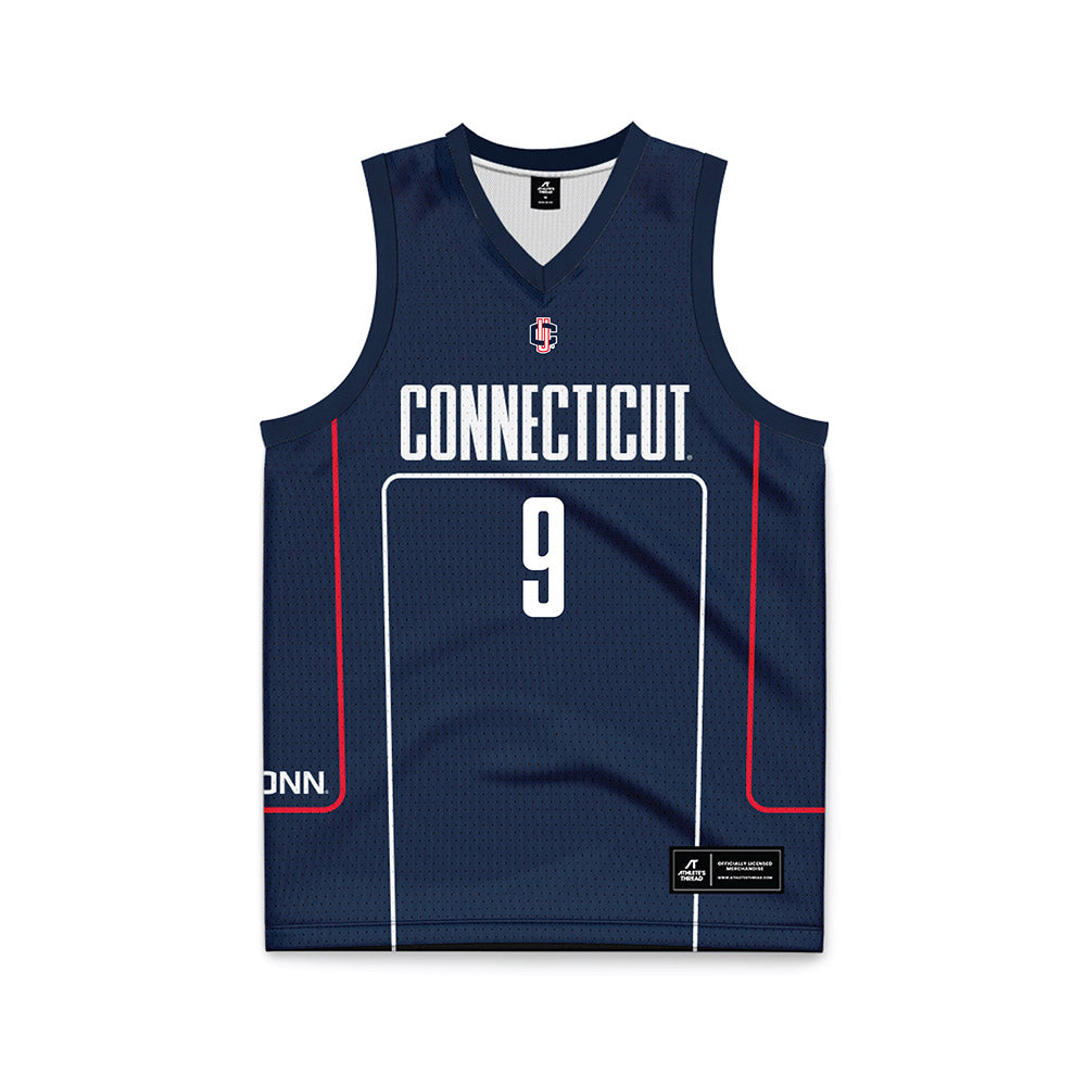UConn - NCAA Men's Basketball : Na'Jai Hines - Navy Basketball Jersey-0