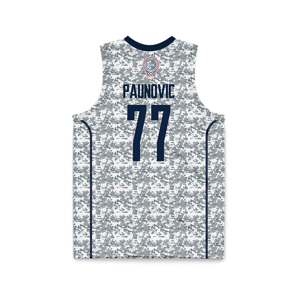 UConn - NCAA Men's Basketball : Uros Paunovic - White Camo Basketball Jersey-1