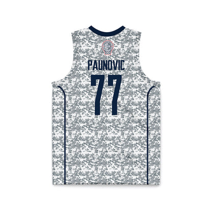 UConn - NCAA Men's Basketball : Uros Paunovic - White Camo Basketball Jersey-1