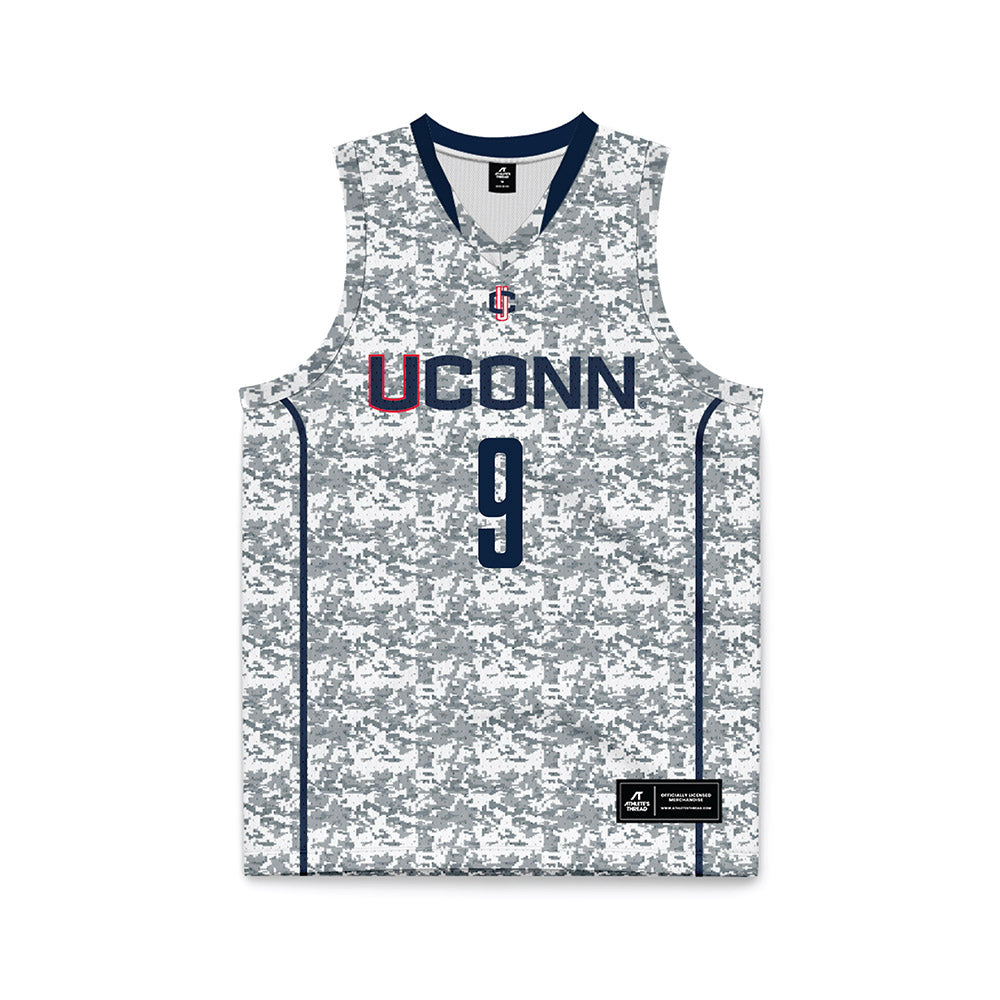 UConn - NCAA Men's Basketball : Na'Jai Hines - White Camo Basketball Jersey-0