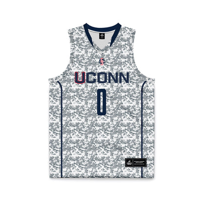 UConn - NCAA Men's Basketball : Malachi Smith - White Camo Basketball Jersey-0