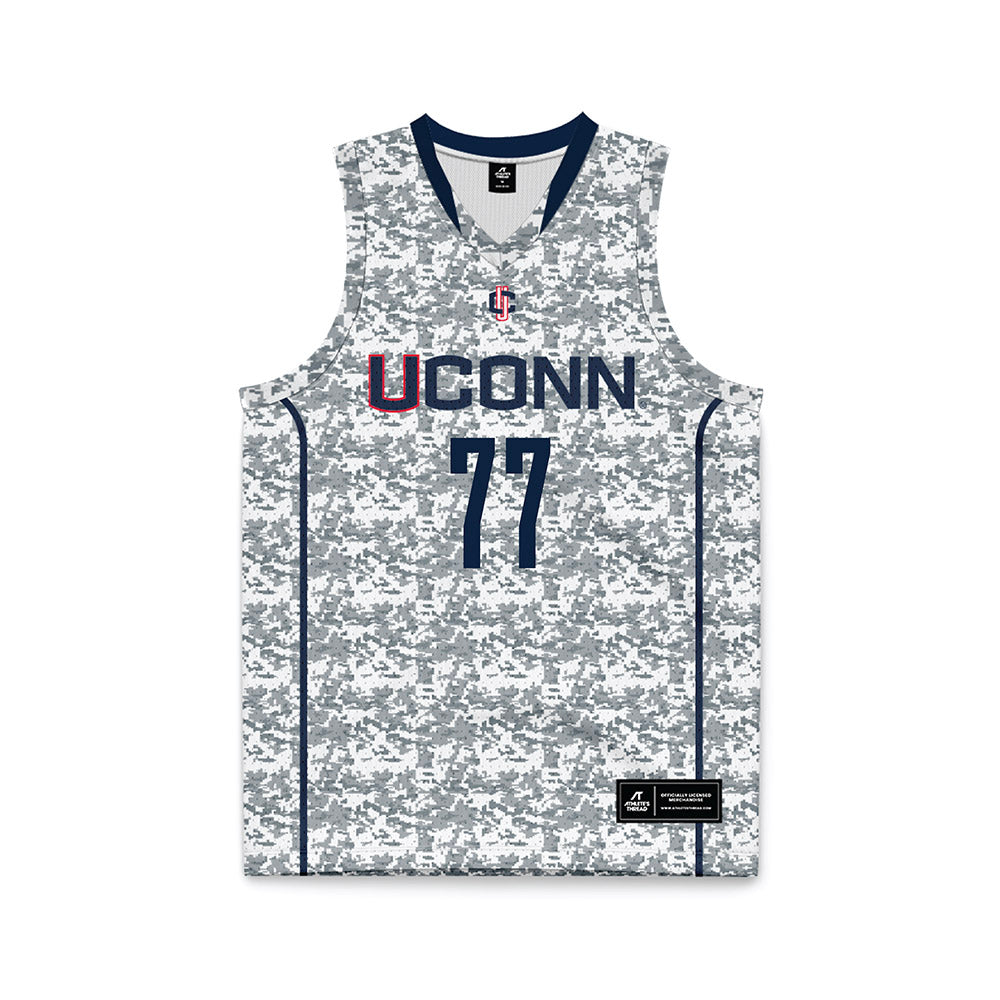 UConn - NCAA Men's Basketball : Uros Paunovic - White Camo Basketball Jersey-0