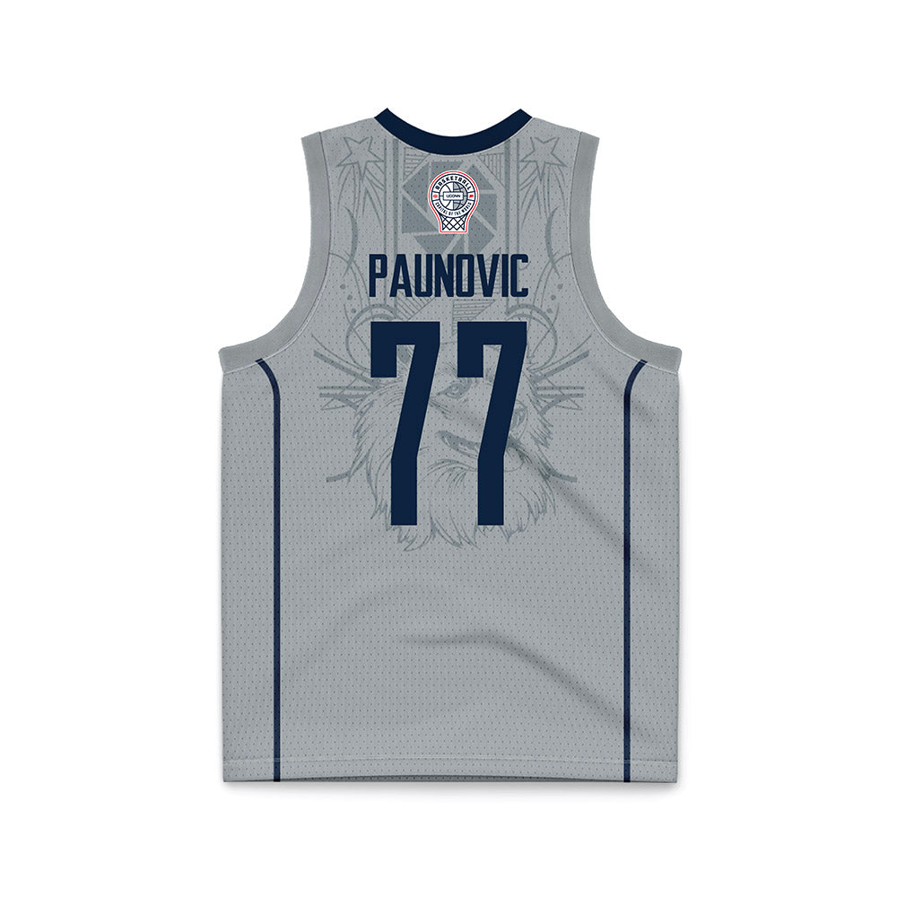 UConn - NCAA Men's Basketball : Uros Paunovic - Grey Basketball Jersey-1