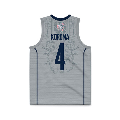UConn - NCAA Men's Basketball : Dwayne Koroma - Grey Basketball Jersey-1