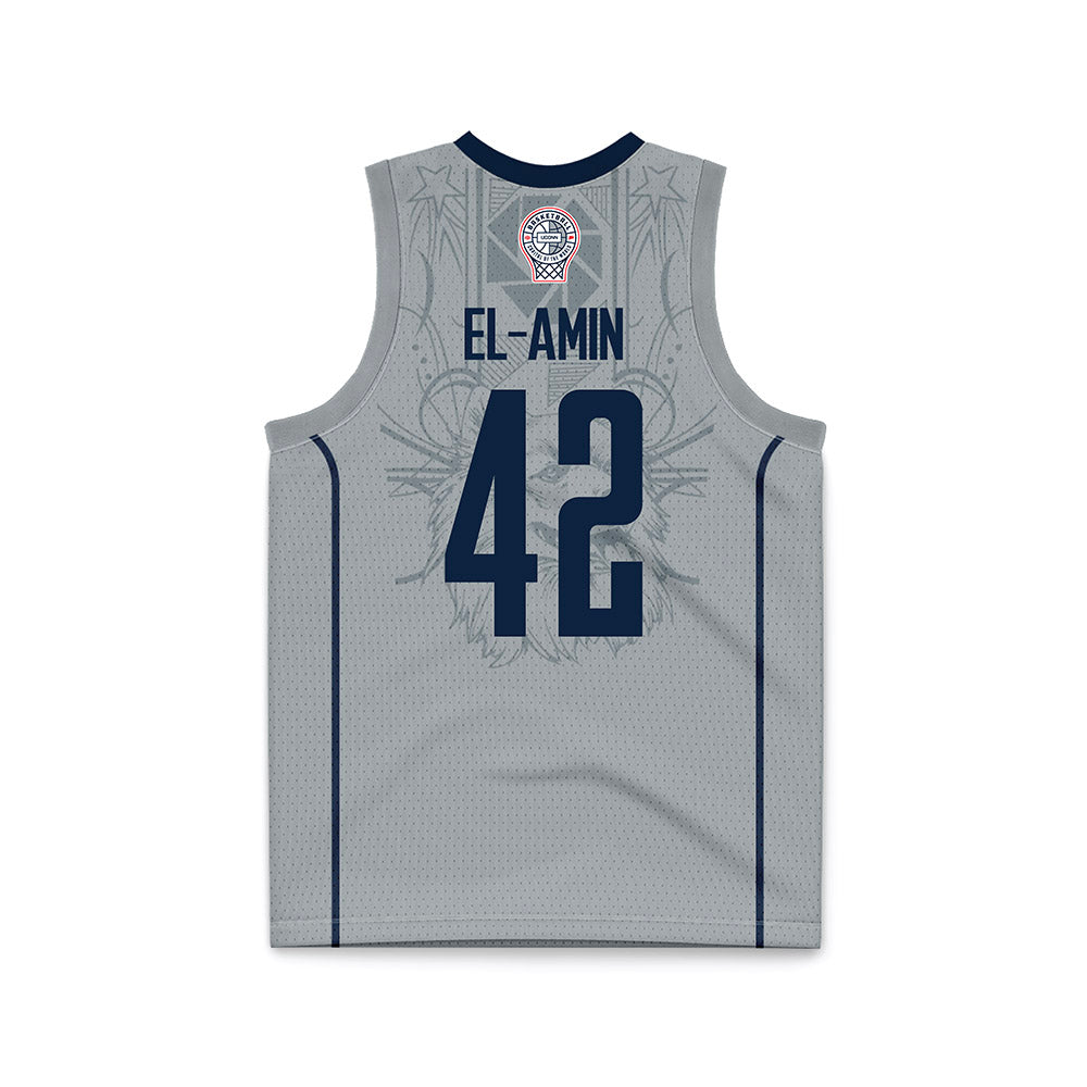 UConn - Men's Basketball Legends : Khalid El-Amin - Grey Basketball Jersey-1