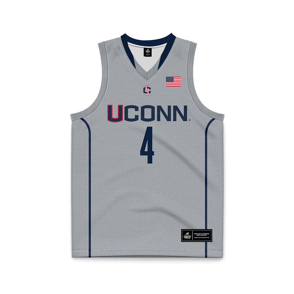 UConn - NCAA Men's Basketball : Dwayne Koroma - Grey Basketball Jersey-0