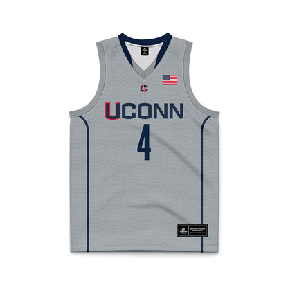 UConn - NCAA Men's Basketball : Dwayne Koroma - Grey Basketball Jersey-0