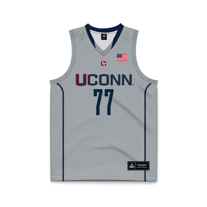 UConn - NCAA Men's Basketball : Uros Paunovic - Grey Basketball Jersey-0