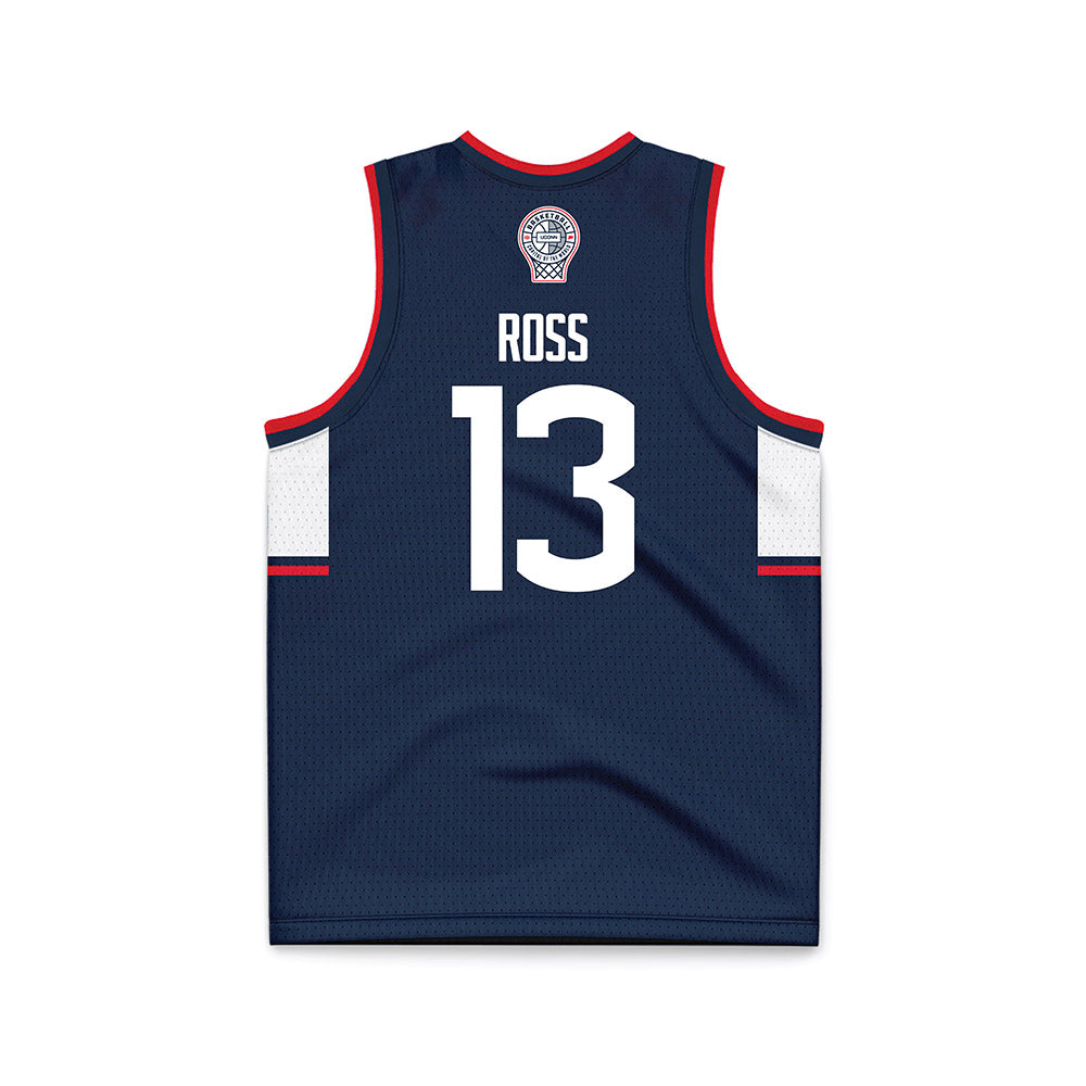 UConn - NCAA Men's Basketball : Jacob ROSS - Navy Basketball Jersey-1
