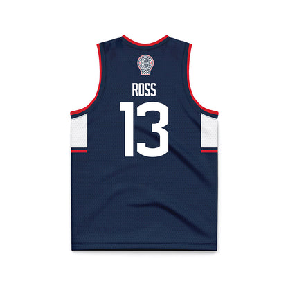UConn - NCAA Men's Basketball : Jacob ROSS - Navy Basketball Jersey-1