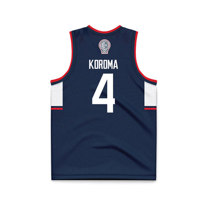 UConn - NCAA Men's Basketball : Dwayne Koroma - Navy Basketball Jersey-1