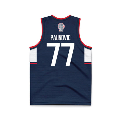 UConn - NCAA Men's Basketball : Uros Paunovic - Navy Basketball Jersey-1