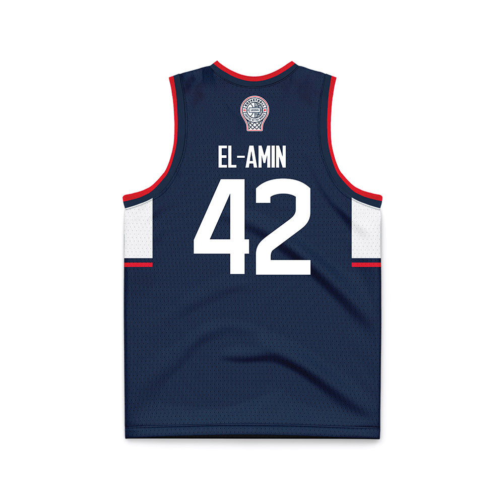 UConn - Men's Basketball Legends : Khalid El-Amin - Navy Basketball Jersey-1