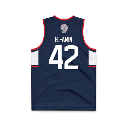 UConn - Men's Basketball Legends : Khalid El-Amin - Navy Basketball Jersey-1