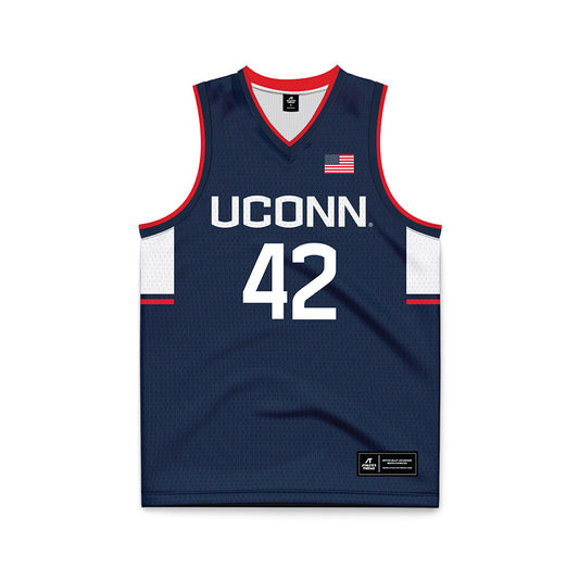 UConn - Men's Basketball Legends : Khalid El-Amin - Navy Basketball Jersey-0
