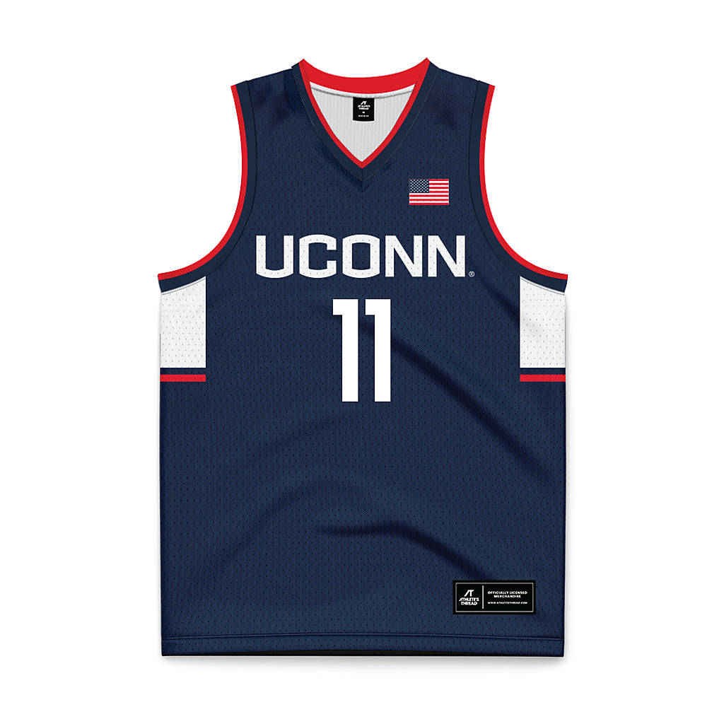 UConn - NCAA Men's Basketball : Alex Karaban - Navy Basketball Jersey-0