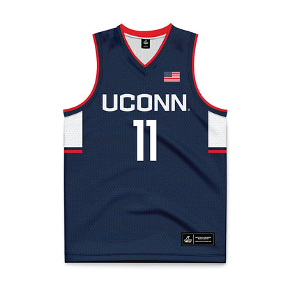 UConn - NCAA Men's Basketball : Alex Karaban - Navy Basketball Jersey-0