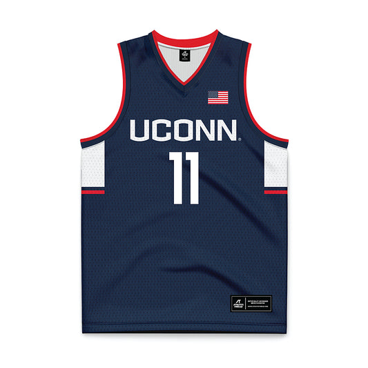 UConn - NCAA Men's Basketball : Alex Karaban - Navy Basketball Jersey-0