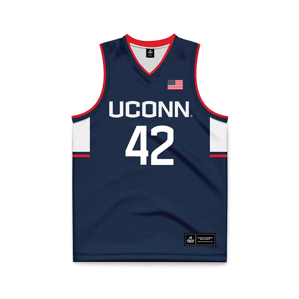 UConn - Men's Basketball Legends : Khalid El-Amin - Navy Basketball Jersey-0