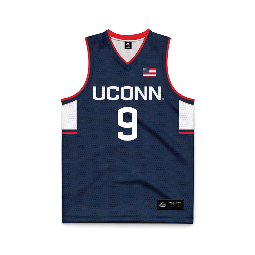 UConn - NCAA Men's Basketball : Na'Jai Hines - Navy Basketball Jersey-0