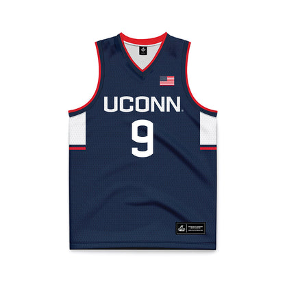 UConn - NCAA Men's Basketball : Na'Jai Hines - Navy Basketball Jersey-0