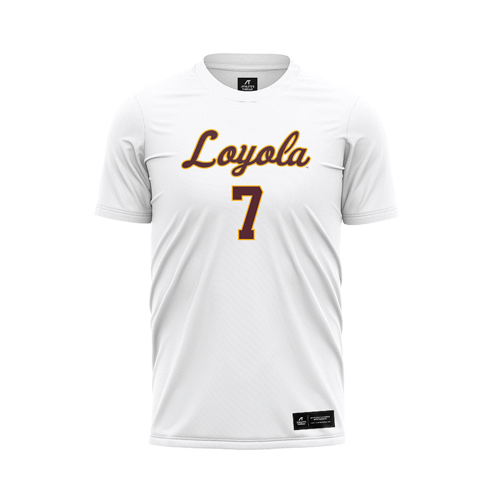 Loyola - NCAA Women's Soccer : Riga Kallaba - White Soccer Jersey-0