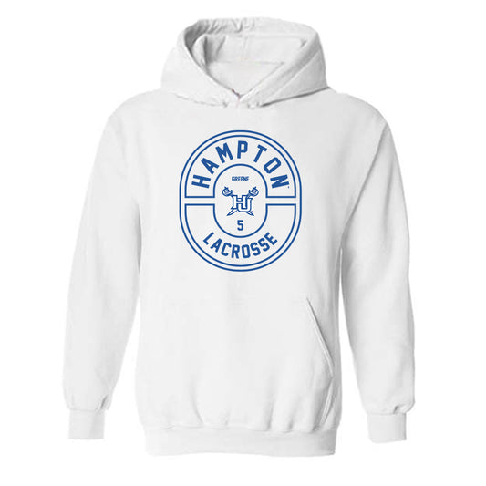 Hampton - NCAA Men's Lacrosse : James Greene - Classic Fashion Shersey Hooded Sweatshirt-0