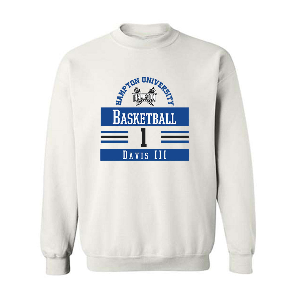 Hampton - NCAA Men's Basketball : Aaron Davis III - Classic Fashion Shersey Crewneck Sweatshirt-0