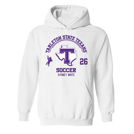 Tarleton State - NCAA Women's Soccer : Sydney White - Classic Fashion Shersey Hooded Sweatshirt-0