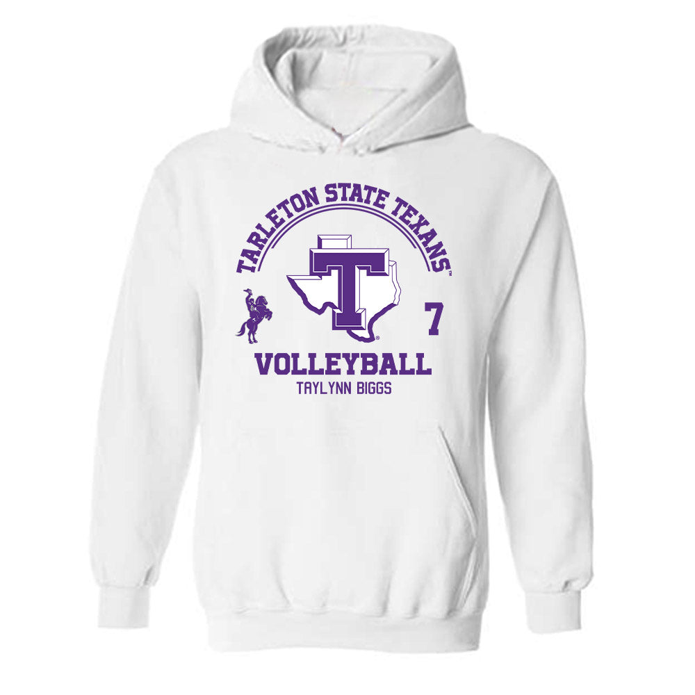 Tarleton State - NCAA Women's Volleyball : Taylynn Biggs - Classic Fashion Shersey Hooded Sweatshirt-0
