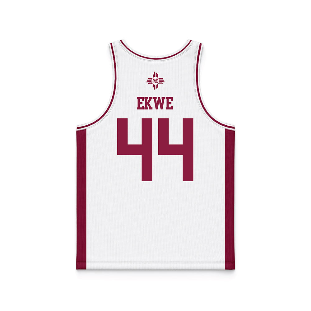 NMSU - NCAA Men's Basketball : Augustine Ekwe - White Basketball Jersey-1