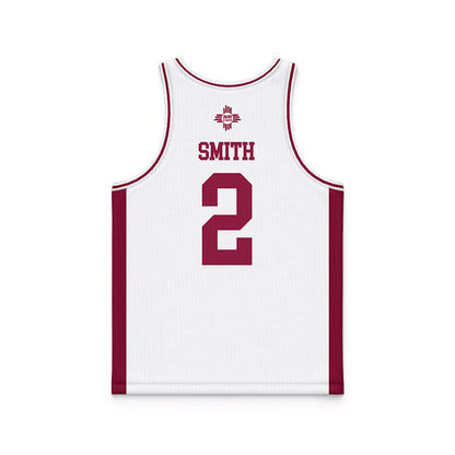 NMSU - NCAA Men's Basketball : Omarr Smith - White Basketball Jersey-1