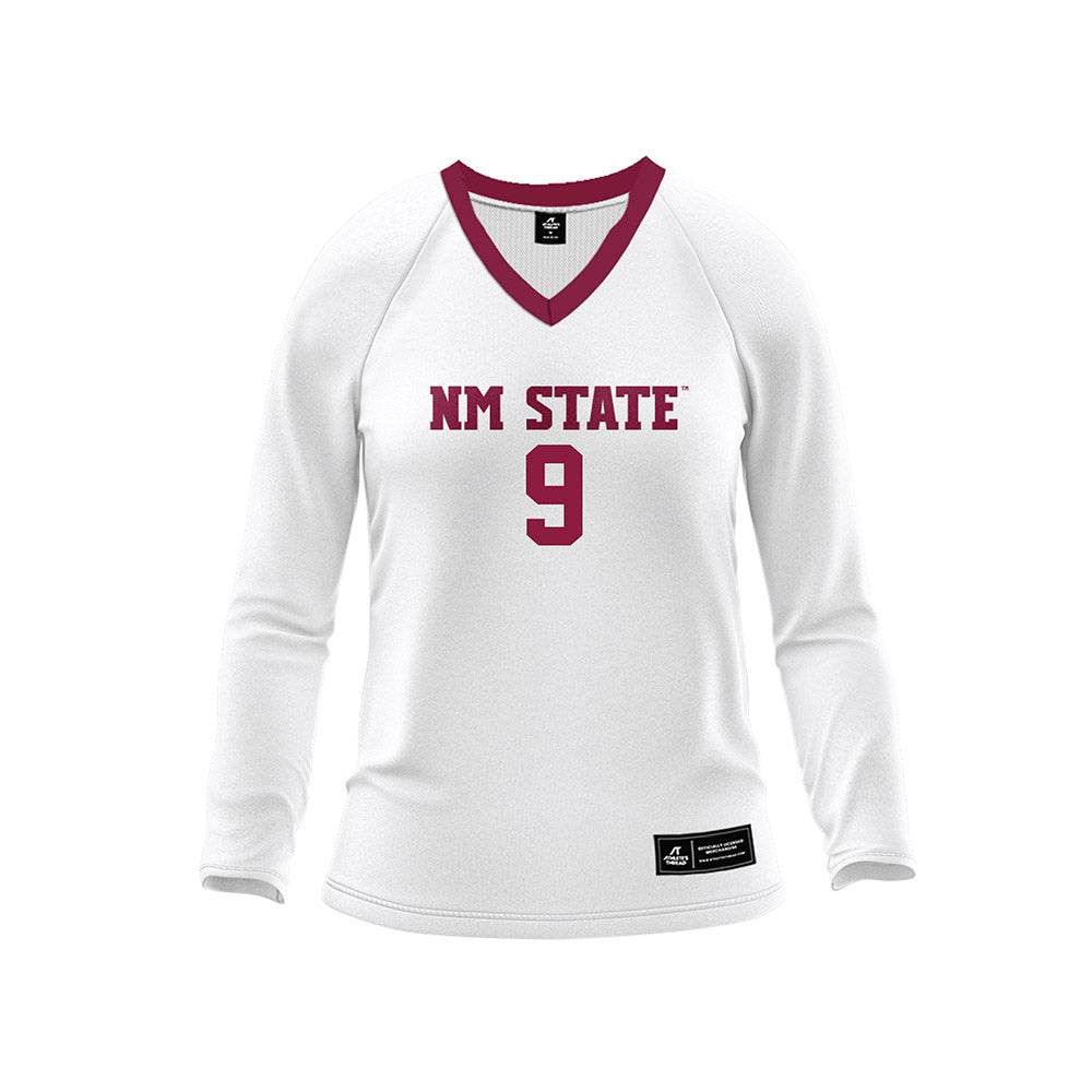 NMSU - NCAA Women's Volleyball : Katie Funk - White Volleyball Jersey-0