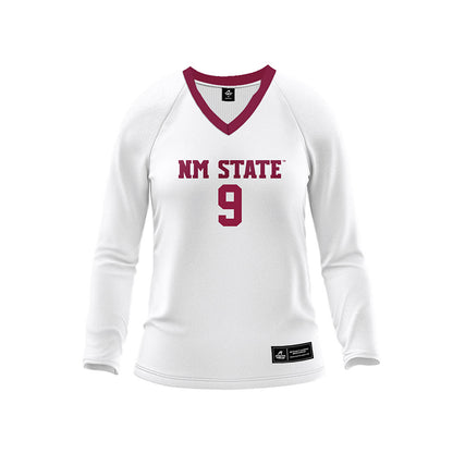 NMSU - NCAA Women's Volleyball : Katie Funk - White Volleyball Jersey-0