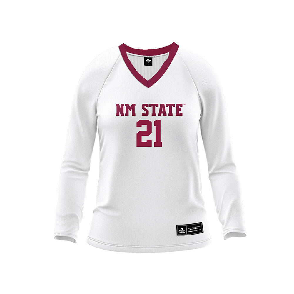 NMSU - NCAA Women's Volleyball : Lilliana Saldivar - White Volleyball Jersey-0